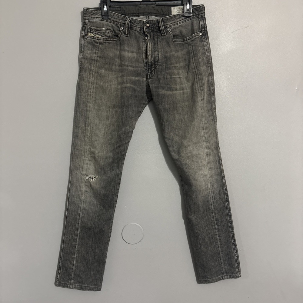 Diesel‎ Thicar Men's Jeans 30x32 Stretch Skinny Grey wash 008JL Distressed
